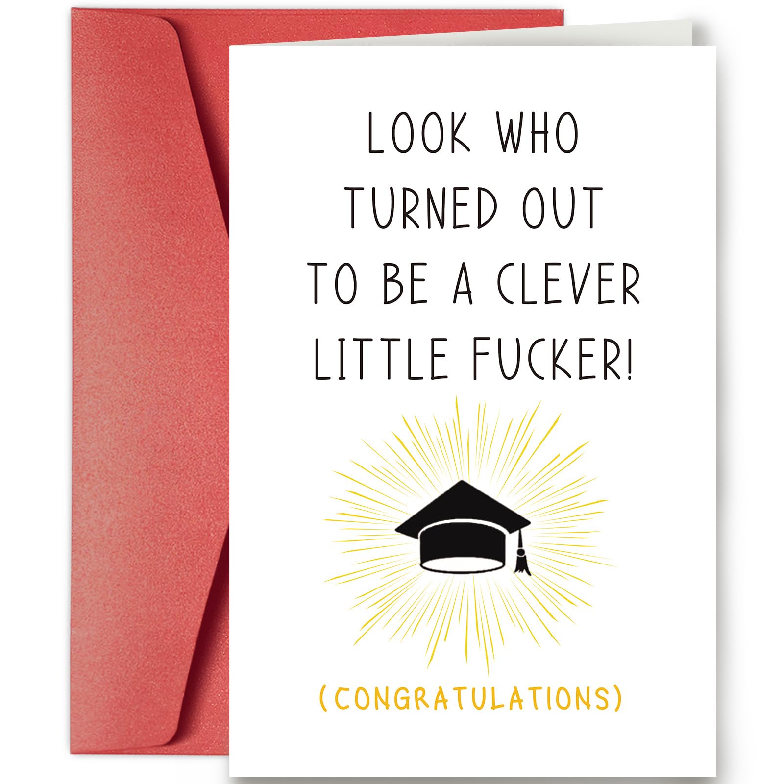 SuperShunhu Funny Graduation Card for Him Her, Graduation Gifts for University, College, PHD, Law School or More, Humorous Congrats Grad Card