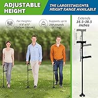 Vista 5 de Canehero Walking Cane，Smart Cane，Freedom Canes with Led Light and Emergency Alarm - Height Adjustable from 34.5 to 38.5 Inches, Suitable for The