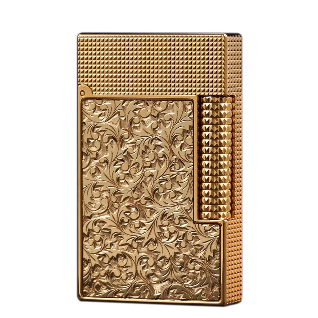 High-end Flip Sound Lighter Brass Relief Butane Gas Refillable High-end Collectible Gift for Men Brass Gold