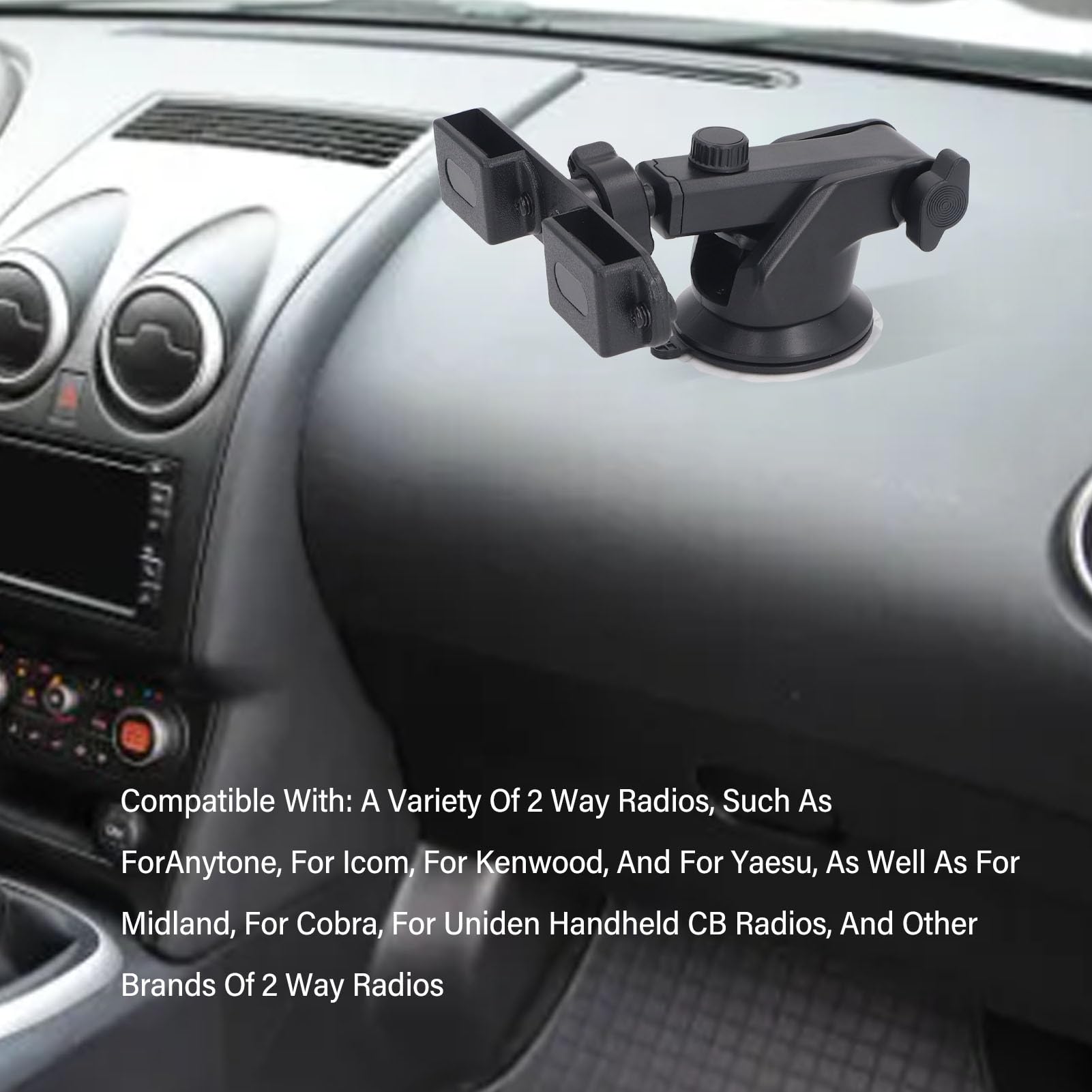 Staffa Adattatore Radio Bidirezionale, Supporto per Walkie-talkie da Cruscotto, Supporto per Microfono Radio Bidirezionale Ventosa Supporto per Parabrezza Auto Staffa Radio per