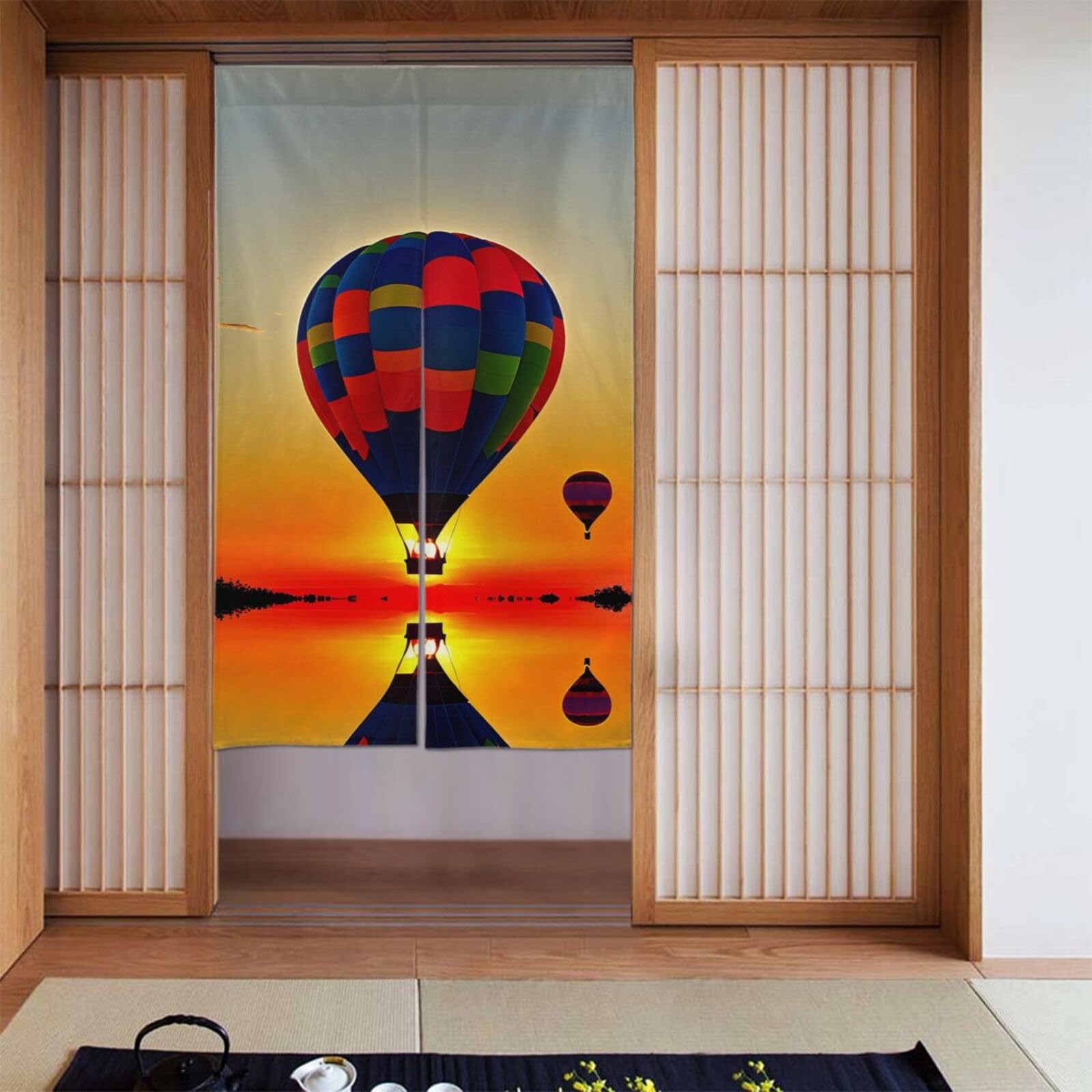 Cortinas opacas infantiles con estampado de globos para oscurecer habitación de 142x86 cm