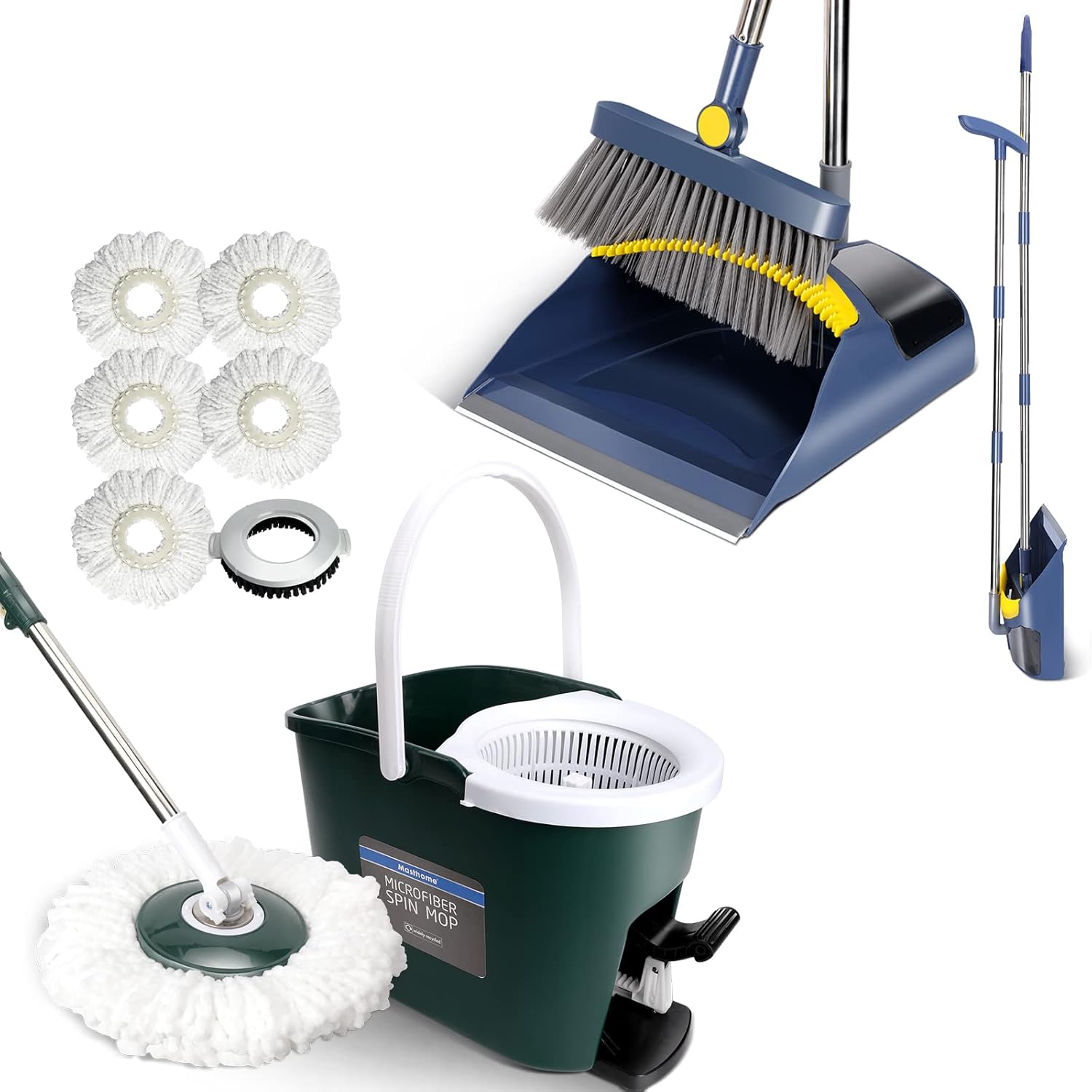 Masthome Spin Mop Bucket Set,360 Spin Mop with Foot Pedal