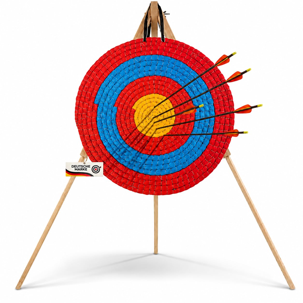 Stronghold Strohzielscheibe - 50x50x5cm + Ständer | Ständer im Set Zielscheibe Bogenschießen für Kinder und Erwachsene Bogensport Schießscheibe für Pfeil und Bogen