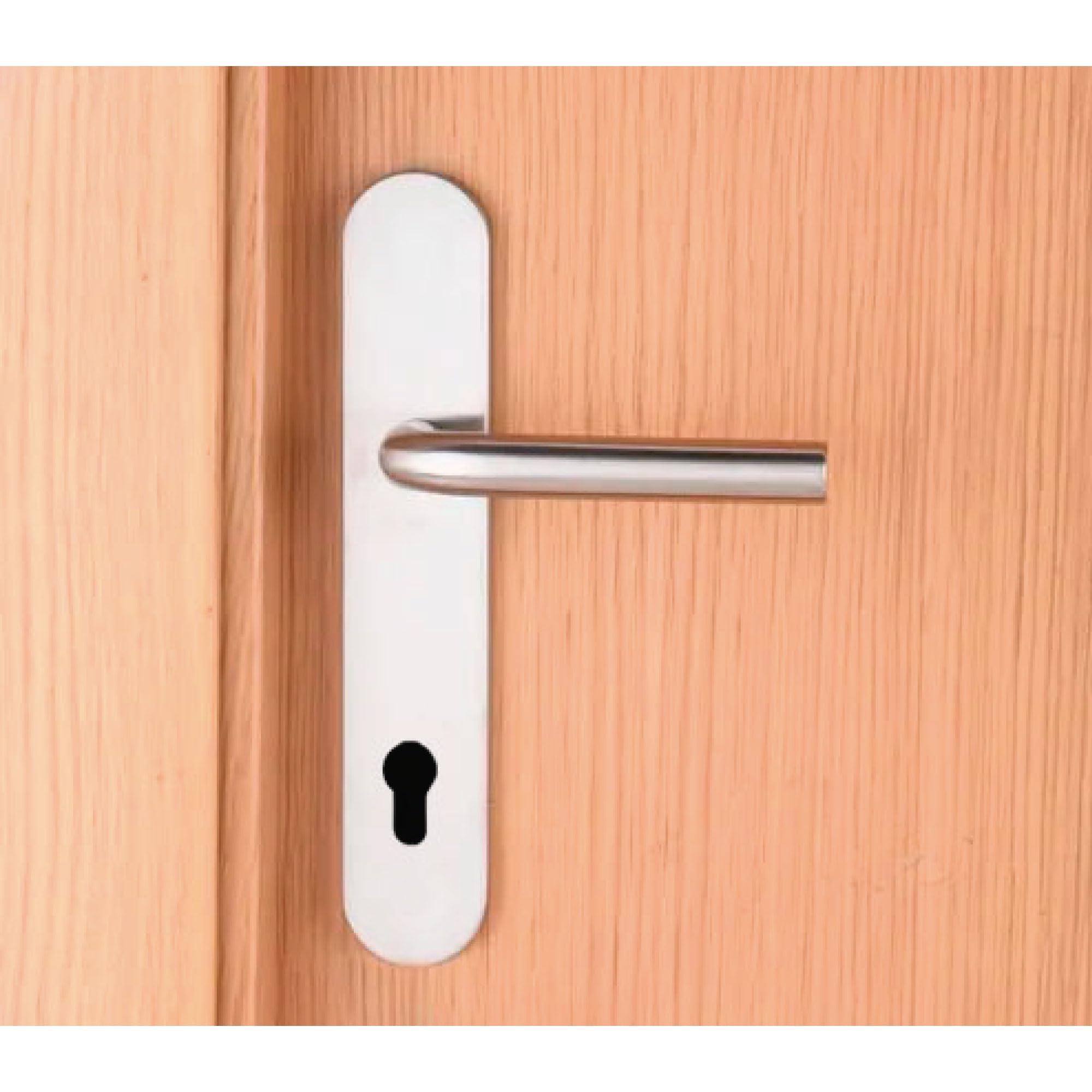 Amig - Juego de Manillas con Placa para puerta - Maneta con Bocallave - Mod. 4PXB - Acero inoxidable 18/8-230 x 45 mm - Cuadradillo de 8 mm - Plateado mate