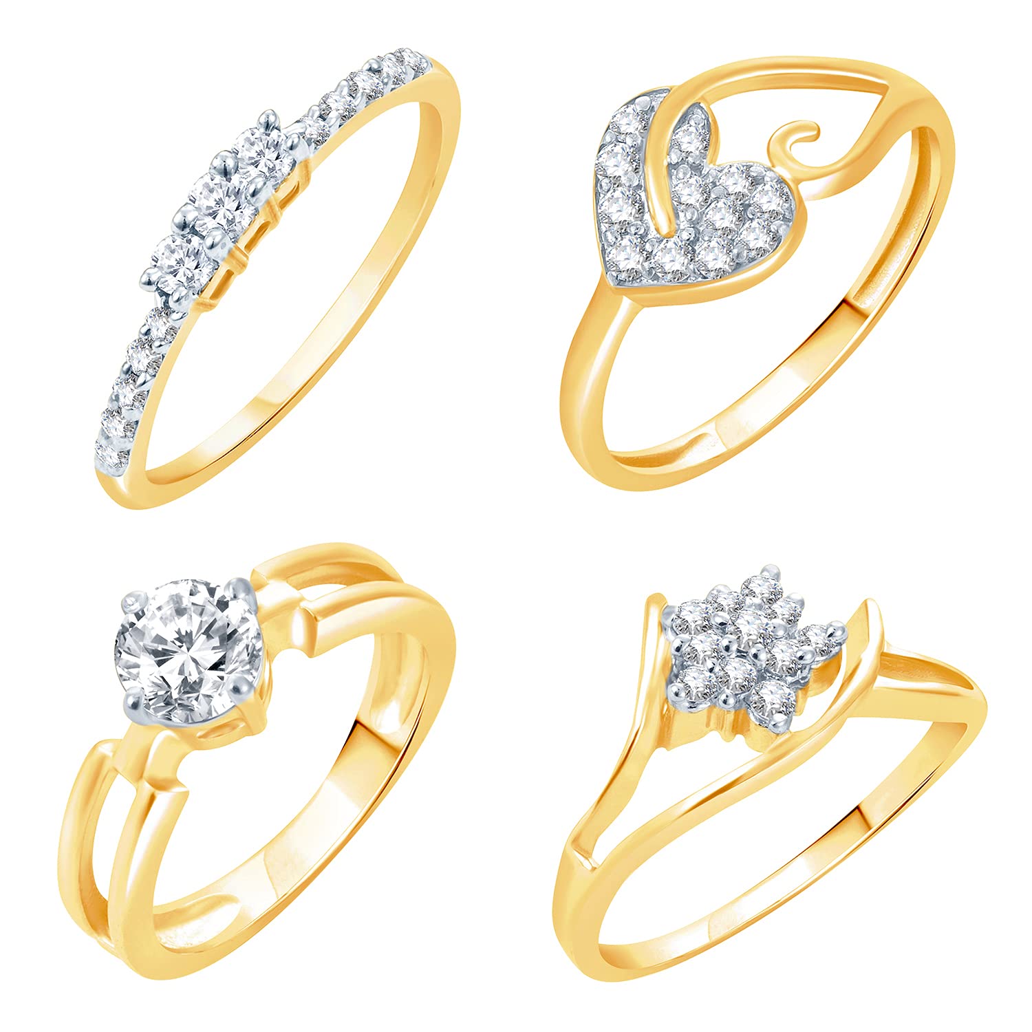 Sukkhi Artistically Gold Plated Cz Set of 4 Ladies Ring Combo for Women(447CB1300_8) (B09BR2FNVM) Amazon Price History, Amazon Price Tracker