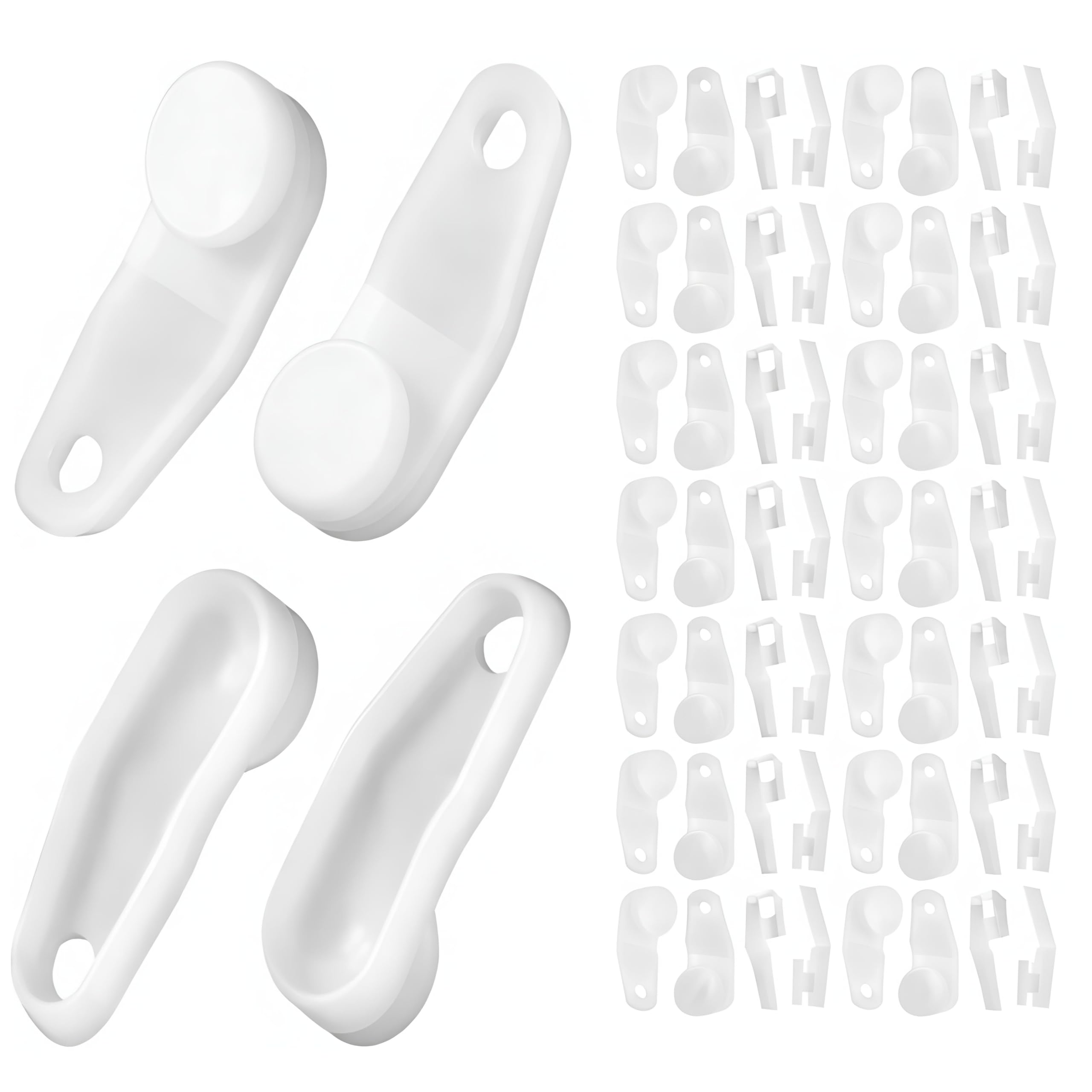 40 Ganci Per Tende In Plastica Bianca 34 Mm – Per Binario, Tenda Doccia E Roulette – Scorrevoli E Silenziosi