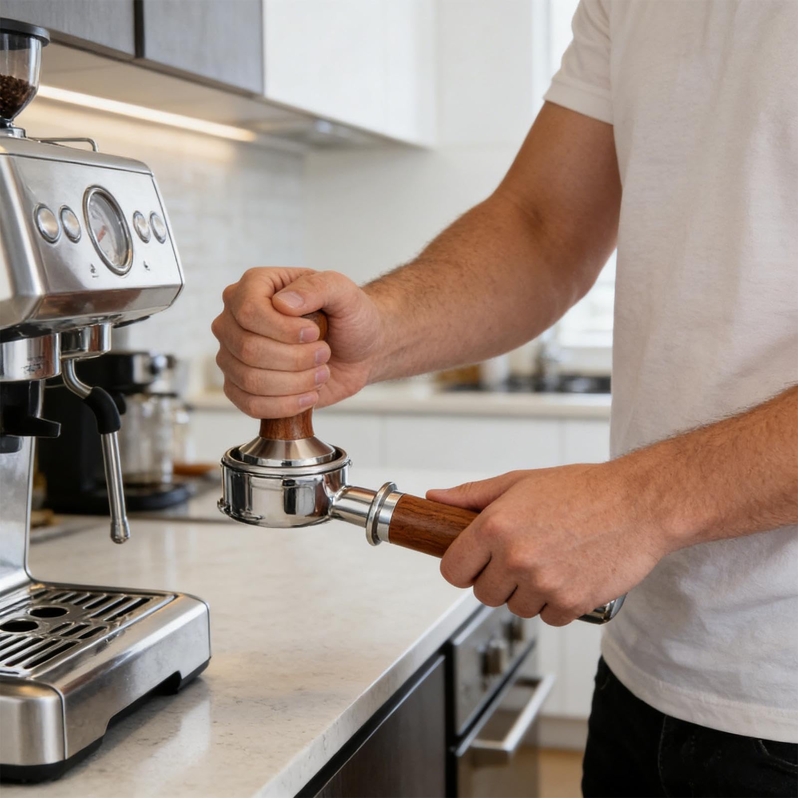 Portafiltro Sin Fondo Repuestos de Portafiltro sin Fondo 58 mm para Café | Mango para Espresso Antideslizante Para Cafetería Bar Cocina Oficina Hogar Encimera Salón Comercial