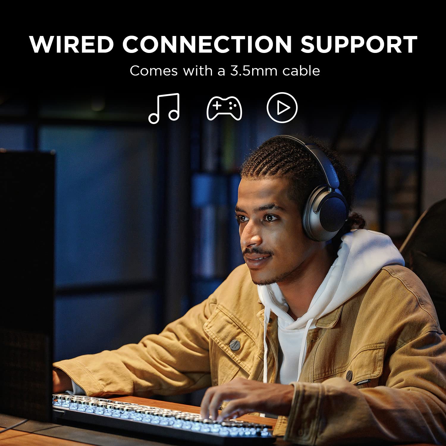 1MORE SonoFlow Casque Anti Bruit Actif, écouteur Bluetooth avec LDAC pour Une qualité Audio sans Fil élevée, autonomie de 70 Heures, appels clairs, égalisation prédéfinie Via l'application. (Noir)