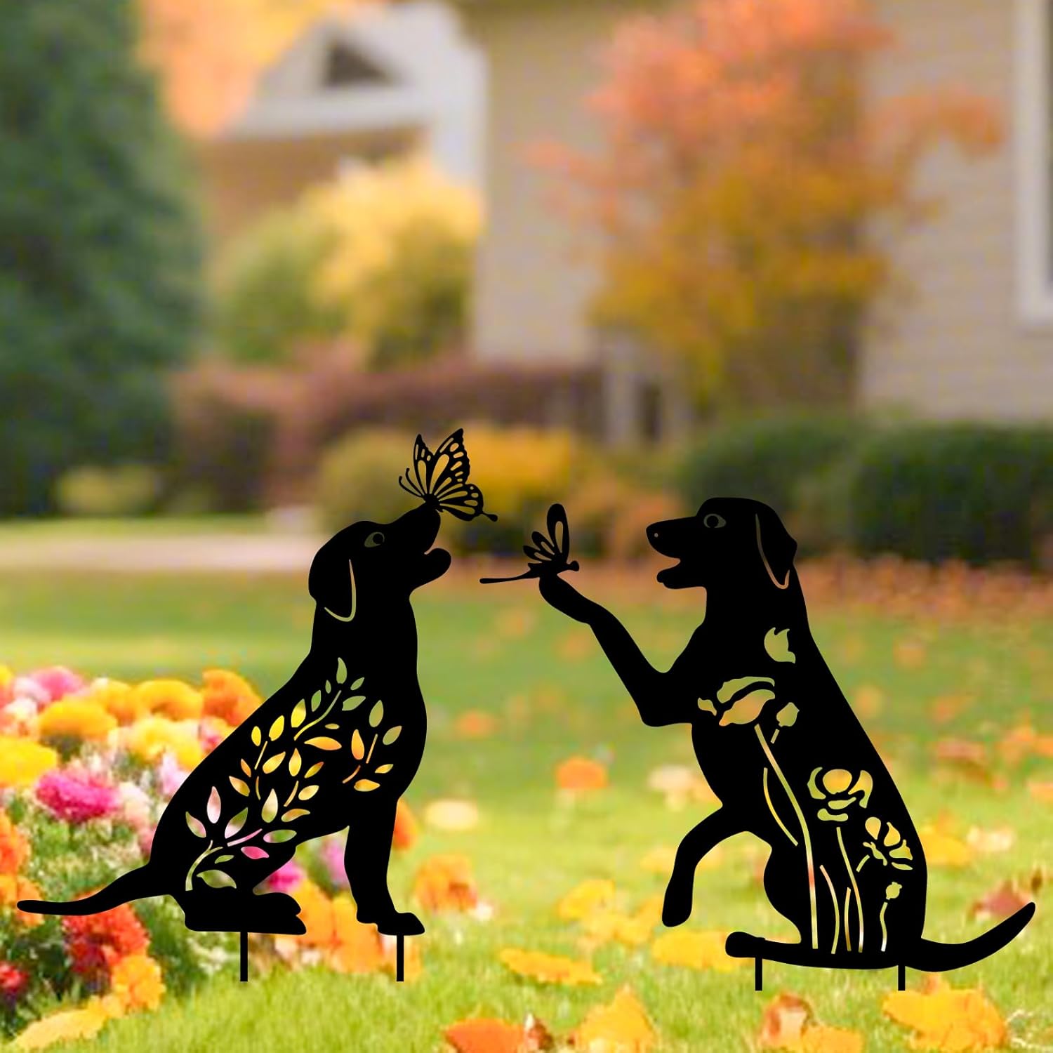 WONDER GARDEN Metal Dog Decor for Outside - 2 Pack Garden Stakes Decorative, Black Dog Silhouette Statues Lawn Ornaments Yard Patio Decor Women Men Mom Gifts - Image 5