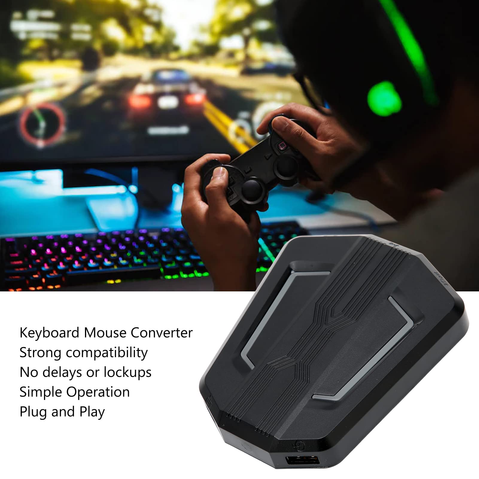 ASHATA Clavier Souris Convertisseur pour One, pour PS3, pour et pour Switch FPS Gaming Clavier Souris Adaptateur avec Câble USB
