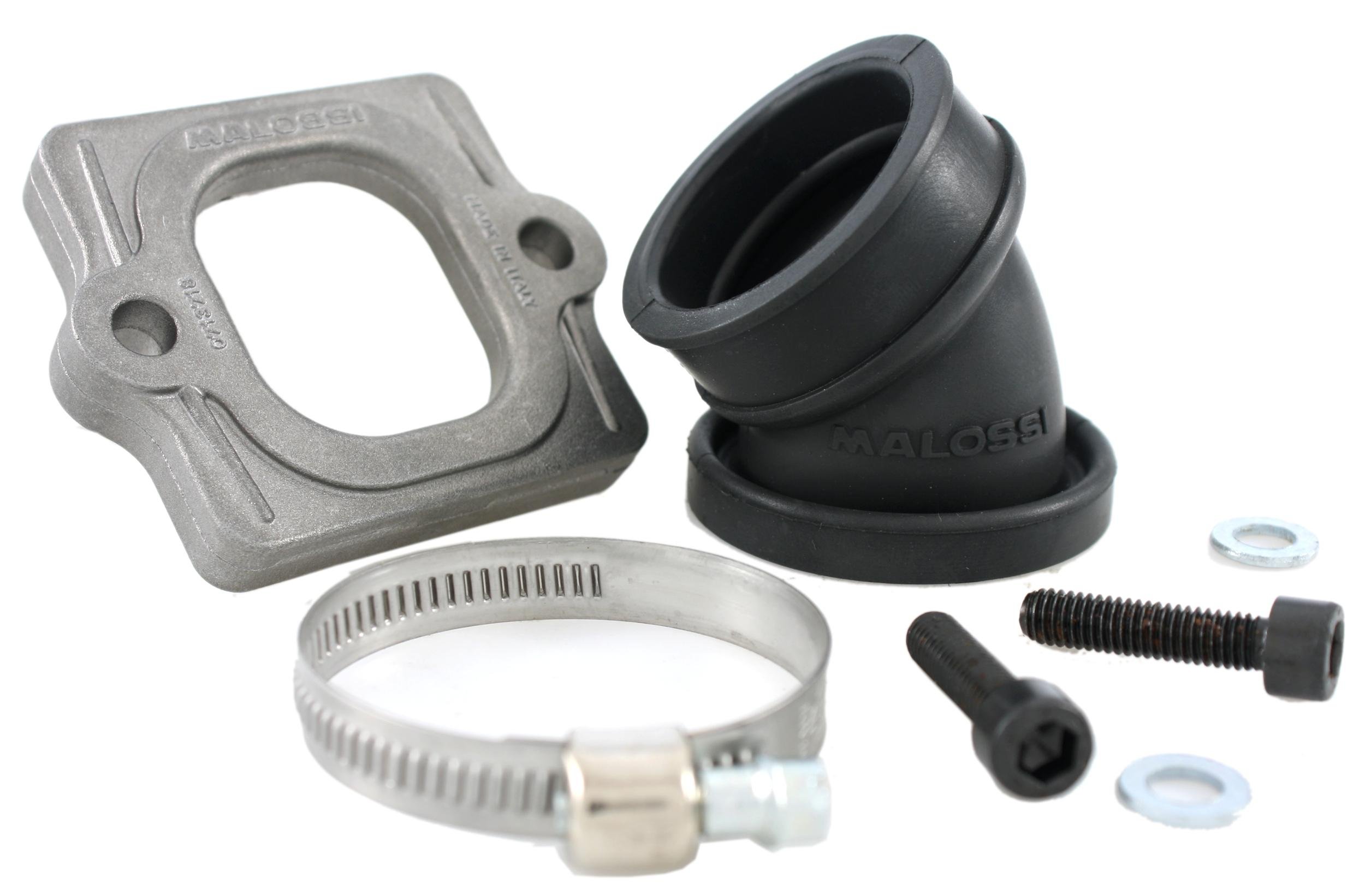 MALOSSI, collettore d'aspirazione MHR X360, per carburatori KOSO/PWK/S6/PHBH/VHST 26-30, per Gilera/Piaggio, diametro passante: 30mm, diametro attacco carburatore: 35mm, in Viton,