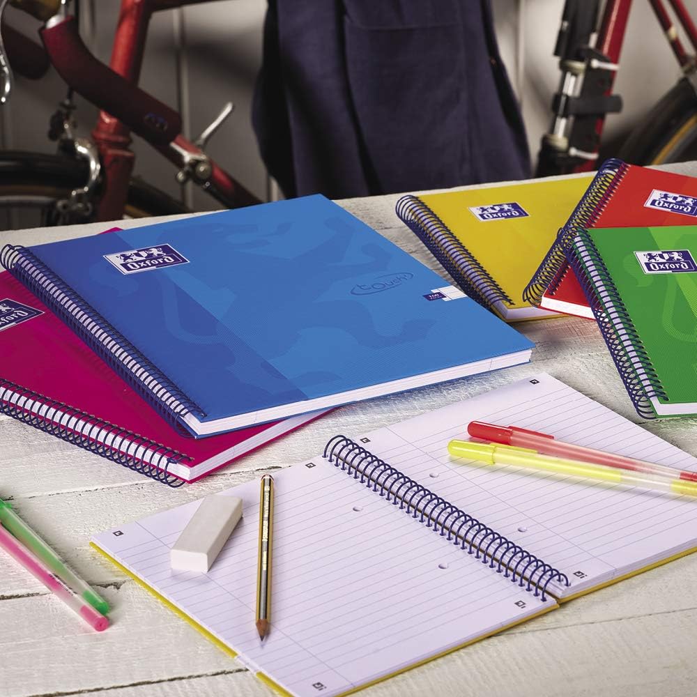 Oxford Touch A4 Notebook |, Wirebound, Assorted Colours Pack of 5