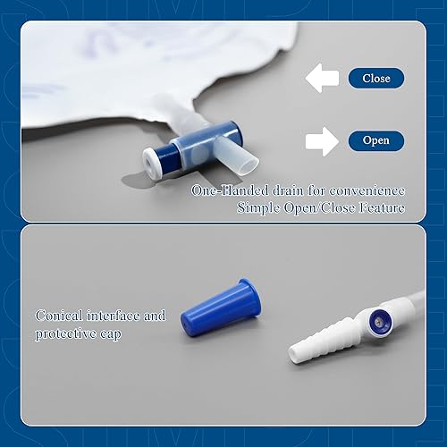 Miniatura 3 de Bolsas de catéter para hombres y mujeres, bolsas de drenaje urinario de 67.6 fl oz, cámara de goteo antirreflujo mejorada, tubo grueso de 48