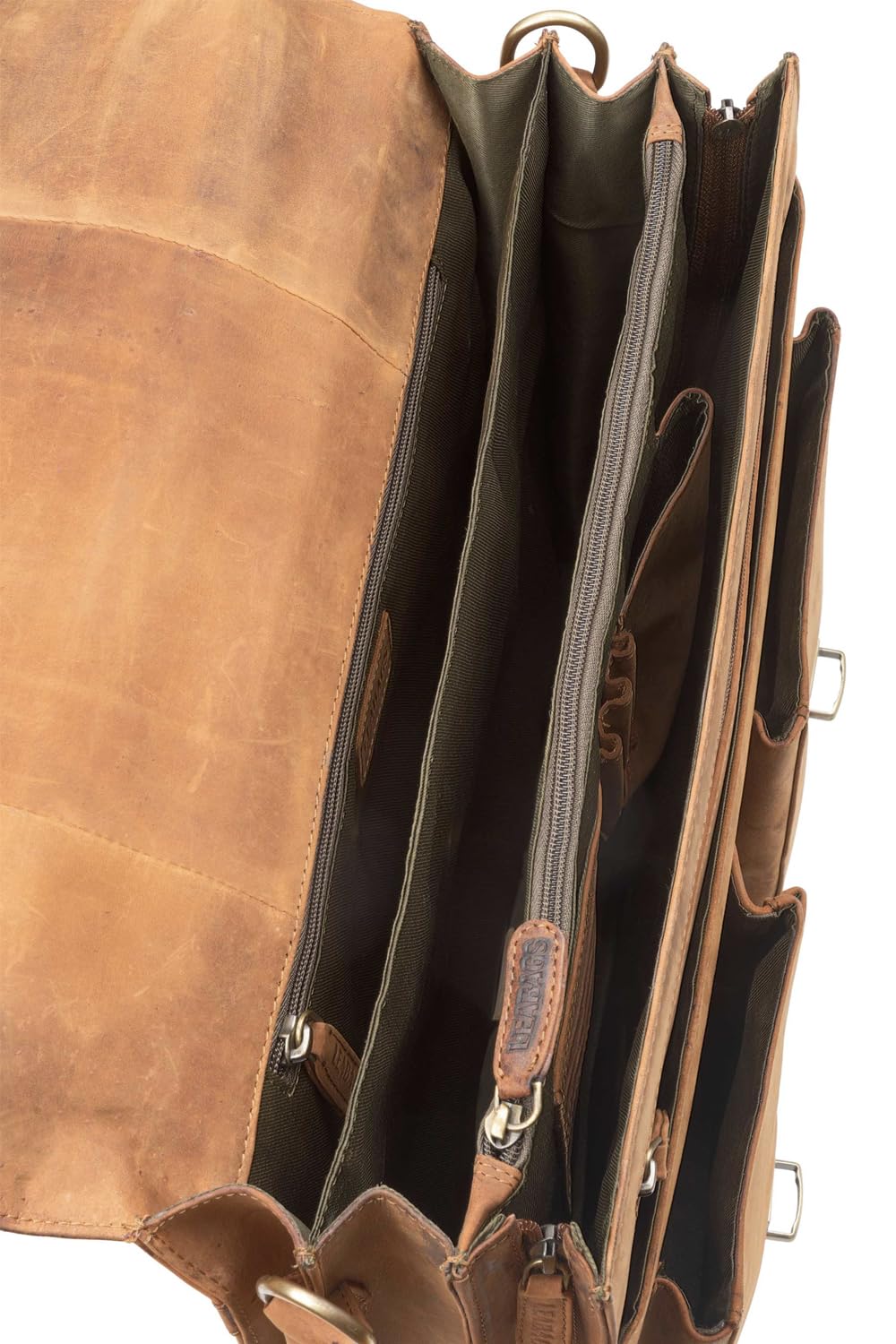 LEABAGS Leder Aktentasche Herren & Damen I Echtleder Laptoptasche bis 15 Zoll I Umhängetasche mit Schultergurt I Schultertasche I Messenger Bag I Arbeitstasche I Lehrertasche