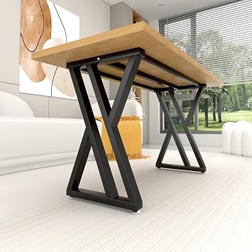 Metal Table Legs 28 inch High, Dining Table Legs with Crossbeams, Heavy Duty Industrial Desk Legs, Modern DIY Desk Legs Suitable for Office, Study, Restaurant, Coffee BALCK, 39 X 16 X 28 IN