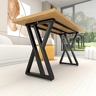 Metal Table Legs 28 inch High, Dining Table Legs with Crossbeams, Heavy Duty Industrial Desk Legs, Modern DIY Desk Legs Suitable for Office, Study, Restaurant, Coffee (BALCK, 39 X 16 X 28 IN)