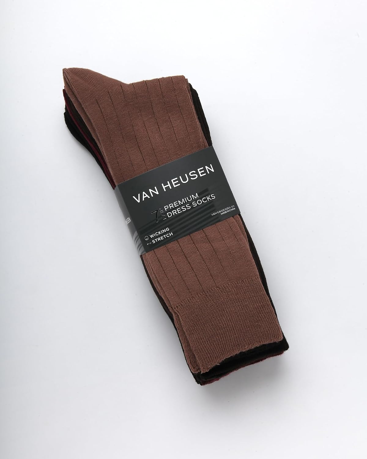 Van Heusen Mens 7 Pack Dress Casual Crew Socks Stretch Moisture-Wicking