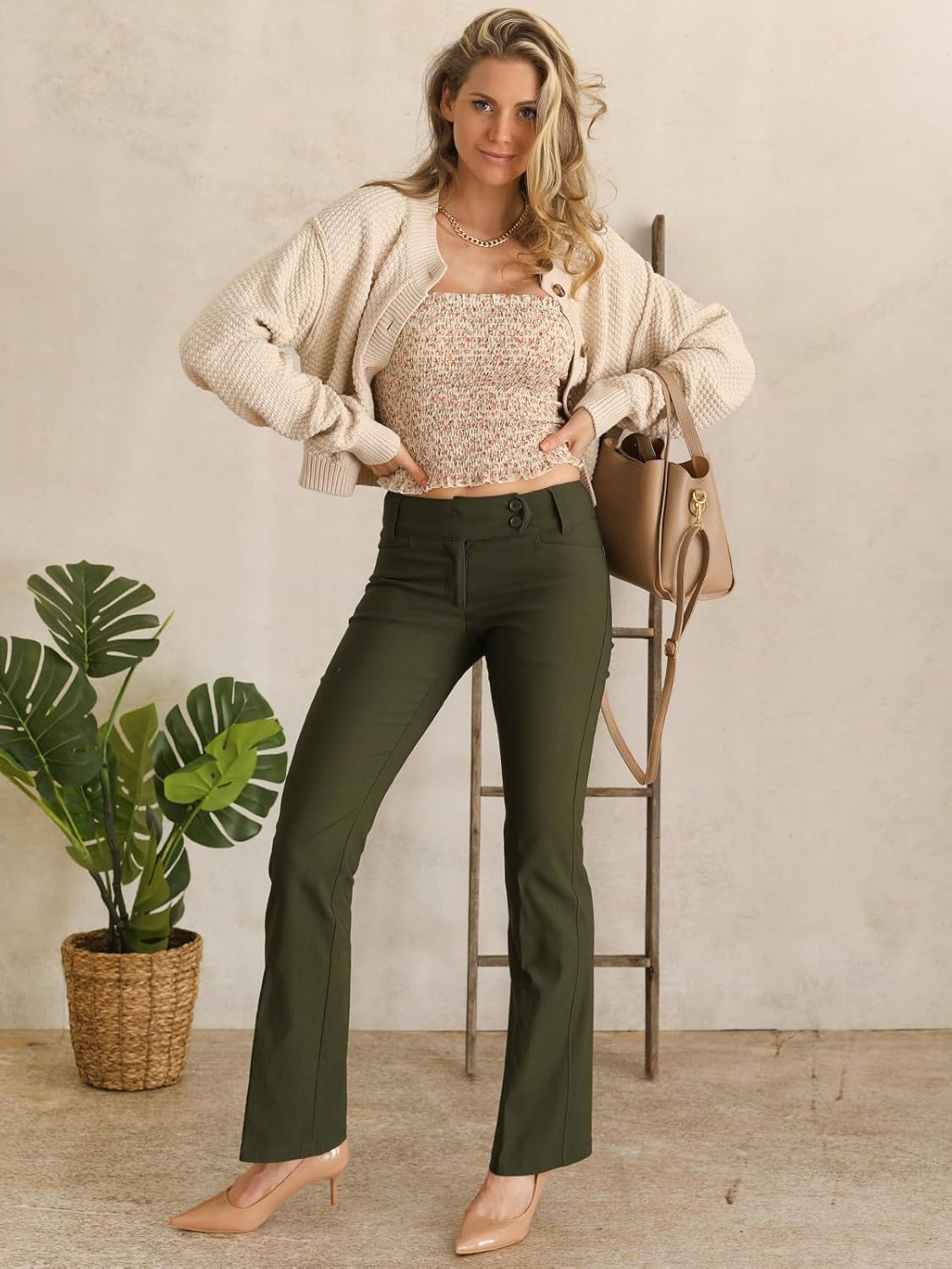 MixMatchy Women's Ultra Stretch Lux Comfort with Flex Motion Bootcut Dress Pants Work Business Office Trousers - Image 2