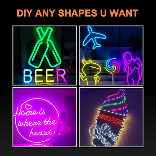 Miniatura 4 de YM E-Bright - Tira de luz LED de neón púrpura de 5M 16.4 pies 600SMD, lámpara de cuerda de silicona para letrero, barra, hogar, edificio, decoración