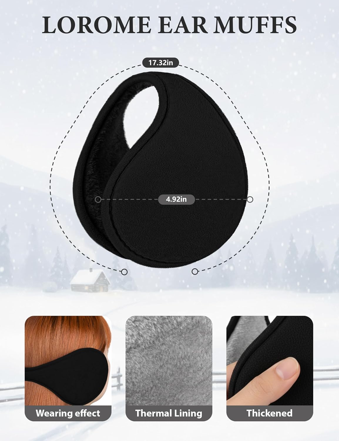 LOROME Winter Beanie Hat Scarf Gloves Set with Ear Muffs Warmer for Women