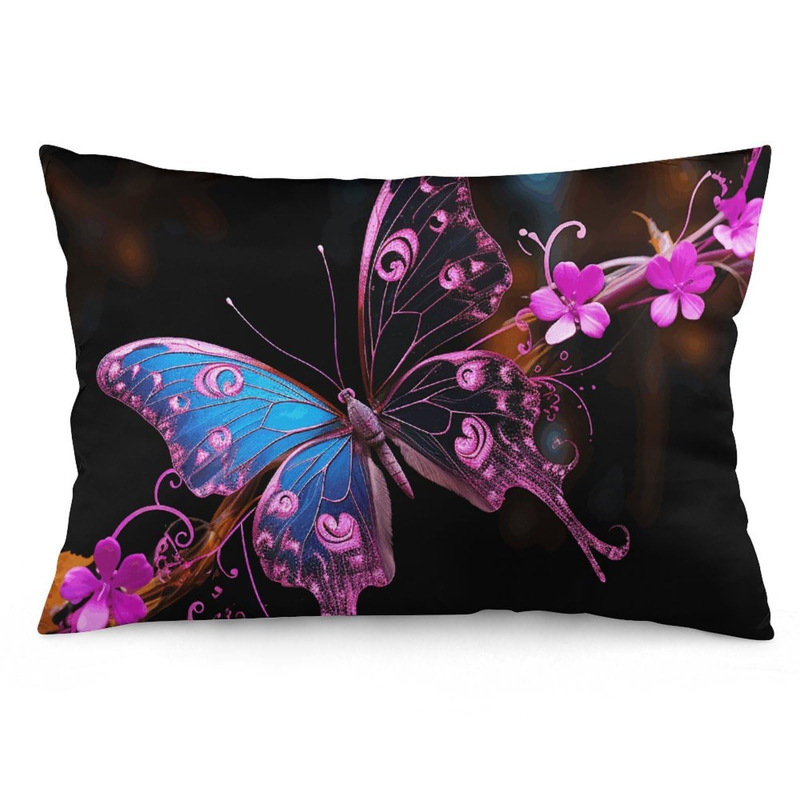 2 Pack Pillow Cases for Hair and Skin, Soft Breathable Pillow Case Covers with Hidden Zipper, Nice Butterfly Pillowcase 12 "x20 Pillow Covers for Sleeping Gift