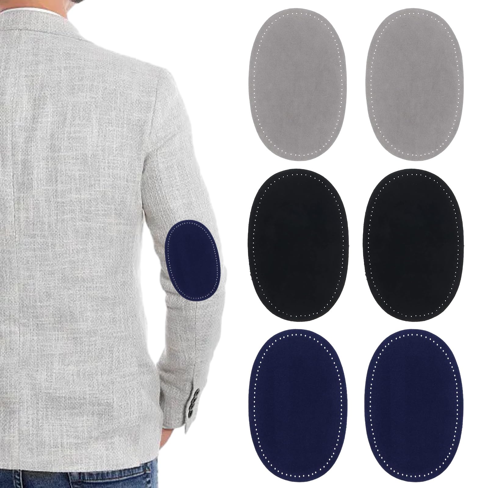 Paire De Patches Ovales En Cuir Synthétique à Coudre - Réparation Coude/genou Pour Pantalons, Vestes, Jeans | Déco Personnalisable - 4
