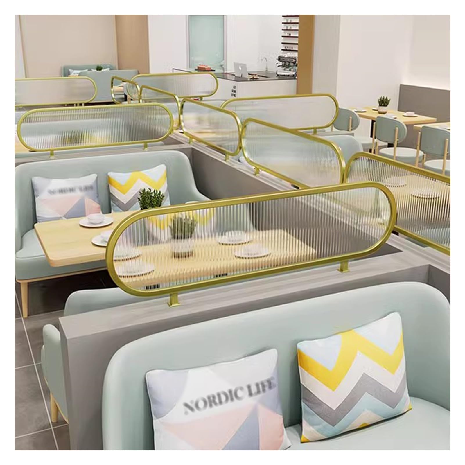 Ghfxscv Gold-B Dividers For Dining Areas, Translucent Raised Striped Glass Restaurant Decorative Partitions, Hot Pot Countertop Desk Divider, 30Cm Low Fence (Color : Size : 30X90cm)