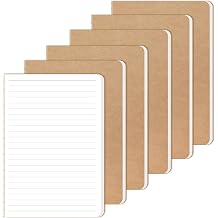 RITOLLO 6-Pack A5 Lined Notebooks, Kraft Cover