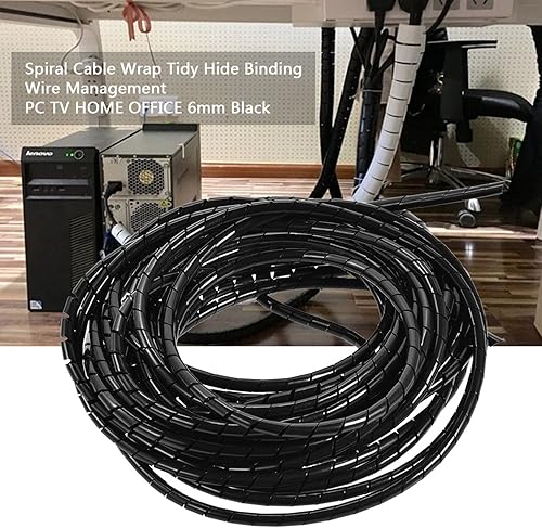 Miniatura 4 de Envoltura de alambre en espiral, 14 de pulgada y 16 pies, color negro, funda para manguera, alambre de encuadernación para PC, TV, computadora,