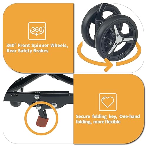 Miniatura 7 de Cochecito ligero con forma de paraguas de 4 ruedas para perros medianos y pequeños, cochecito portátil compacto para mascotas con malla