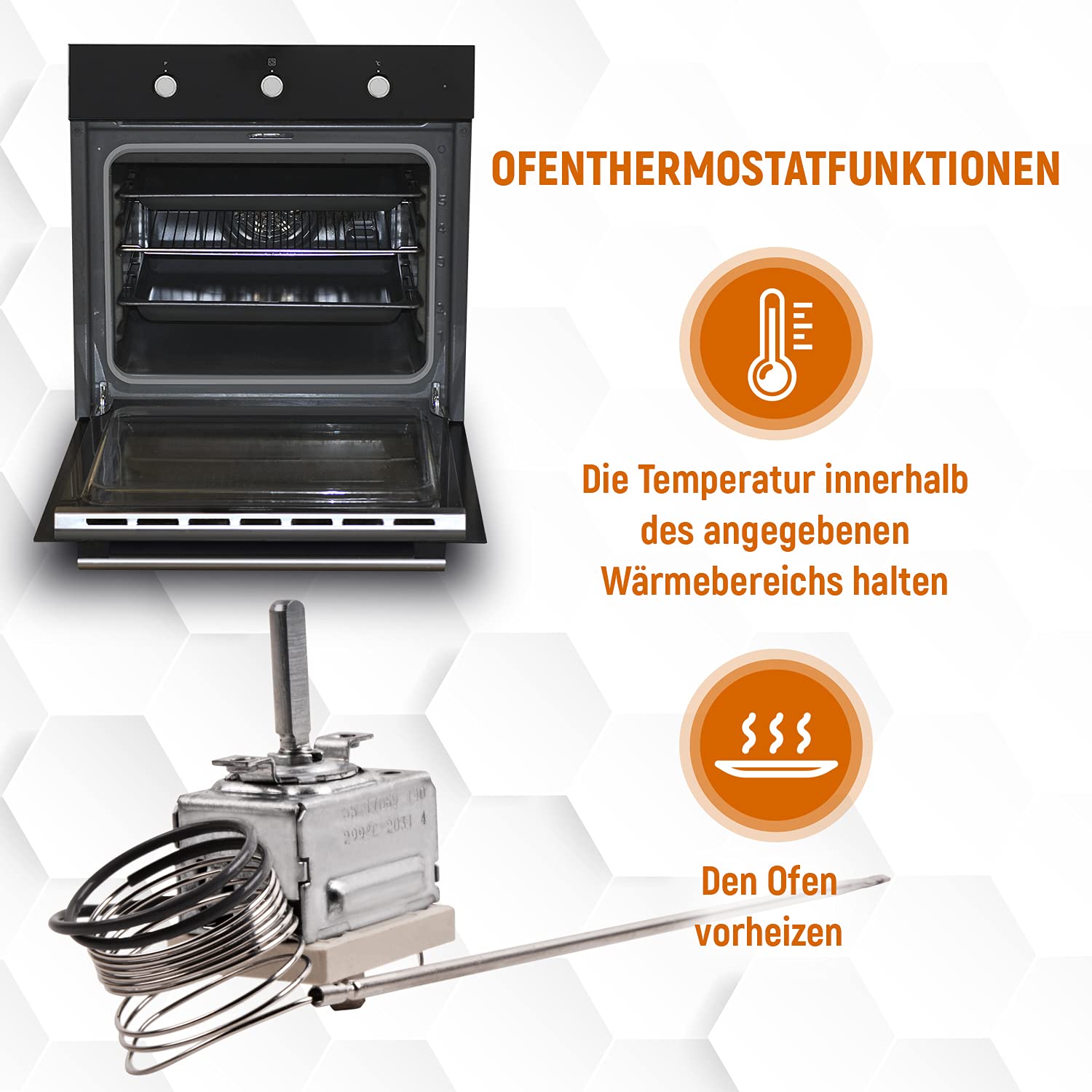 VIOKS Termostat regulator temperatury, zamiennik do Amica 8032828 EGO 55.17069.140, termostat do piekarnika, pieca
