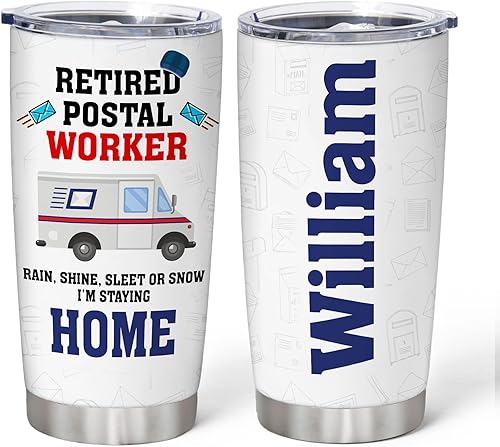 Miniatura 10 de Hyturtle Vaso de acero inoxidable personalizado de 20 onzas, trabajadores postales, paquetes de entrega, hombre de correo para mujer, Navidad,