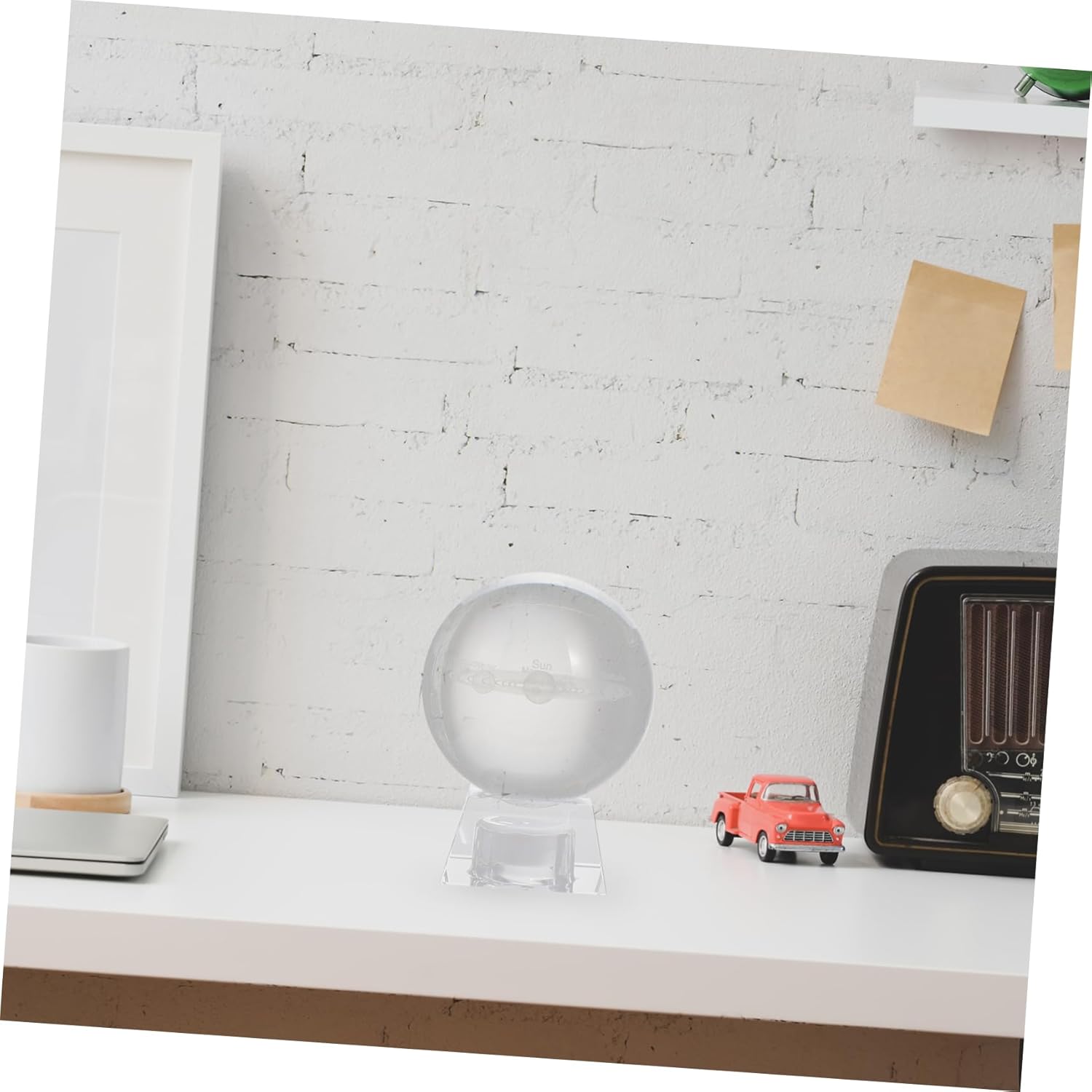 LIFKOME Crystal Ball Stand Inner Carved Decorative Sphere 4-Inch Acrylic Orb Art Crafts for Home Decor for Boys and Girls and Room Decoration