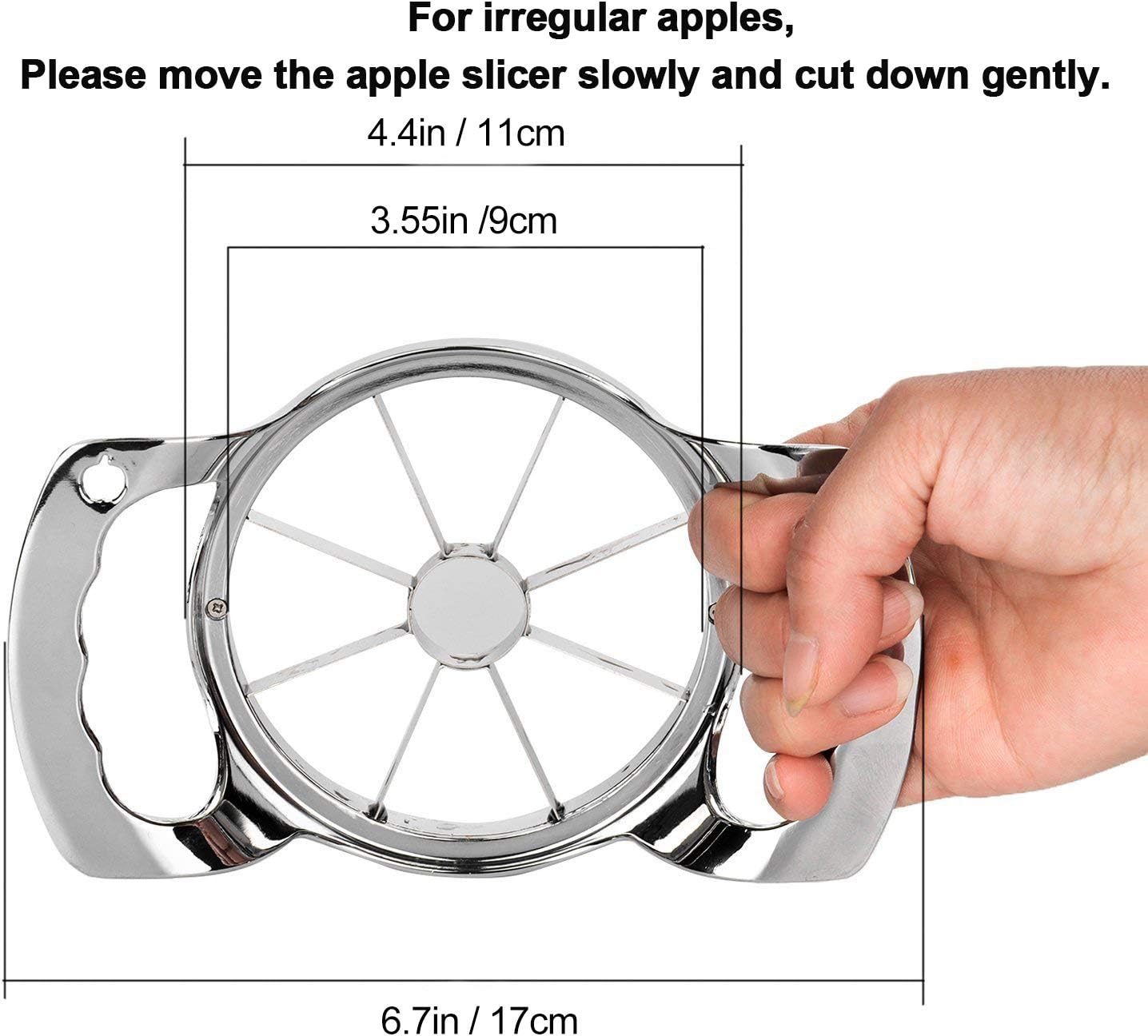 JOYIT Apple Slicer 8 Blade - Upgraded Ultra Sharp Stainless Steel Apple Cutter, Sturdy Large Apple Corer, Easy Grip Divider for Up to 4 Inches Apples Pears Potato Onion (8-Blade)