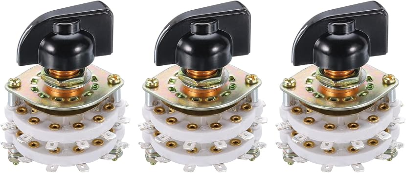 uxcell 2P10T Rotary Switch 2 Pole 10 Position Band Selector 2 Deck TV Radio Home Equipment Set of 3