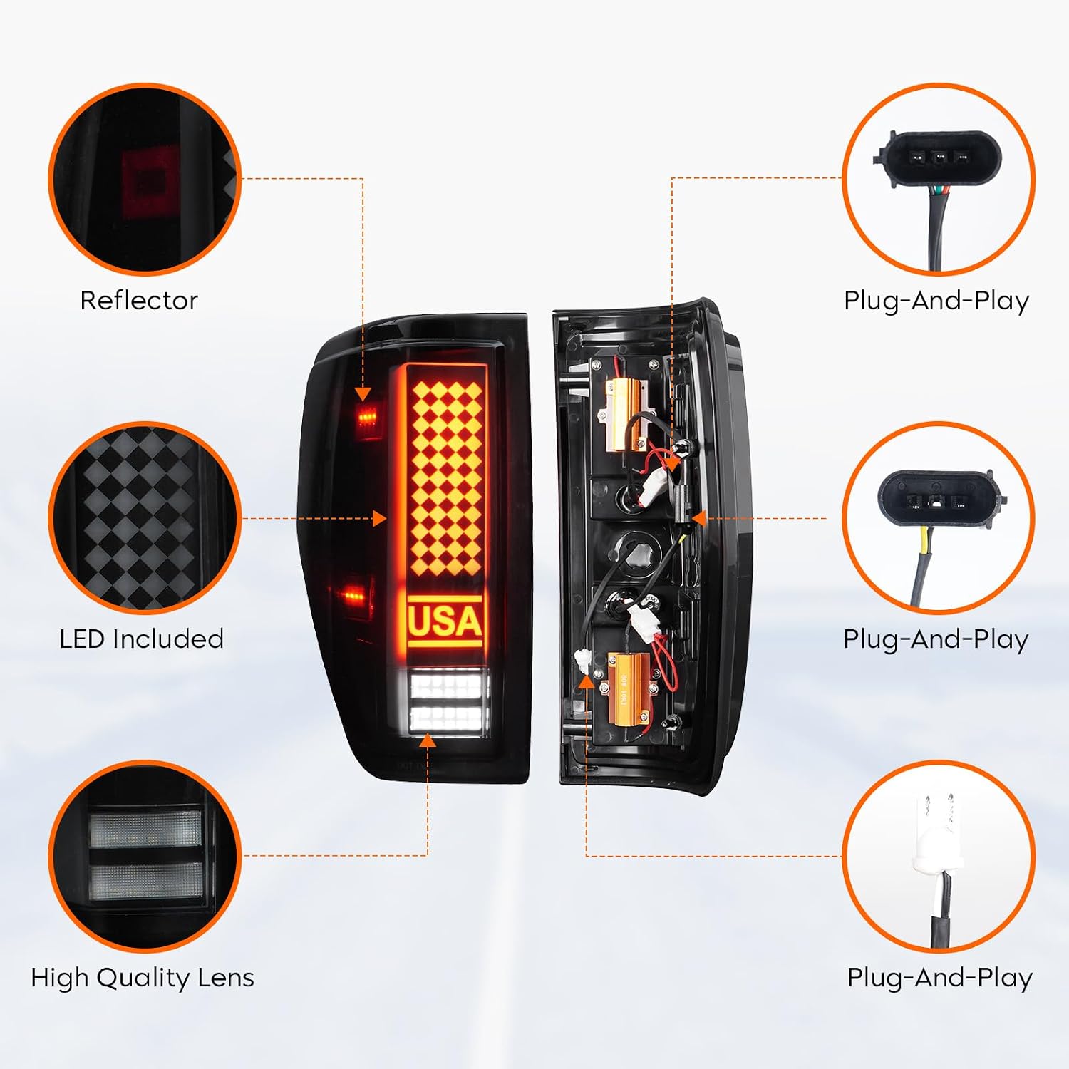 LED Tail Lights for Ford F150 2009-2014 (Fleetside Bed Model), Taillights Assembly Replacement Left + Right Pair, Smoke Lens, ‎BL3Z13404AB, BL3Z13404B, BL3Z13405AB, BL3Z13405B
