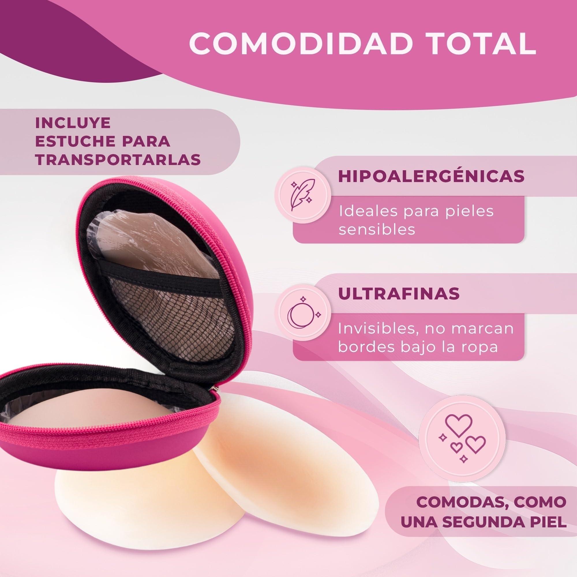 Pezoneras Adhesivas Invisibles Premium 8cmØ Cubre Pezones Reutilizables de Silicona Ultra Fina Hipoalergénicas Resistentes al Sudor y Agua