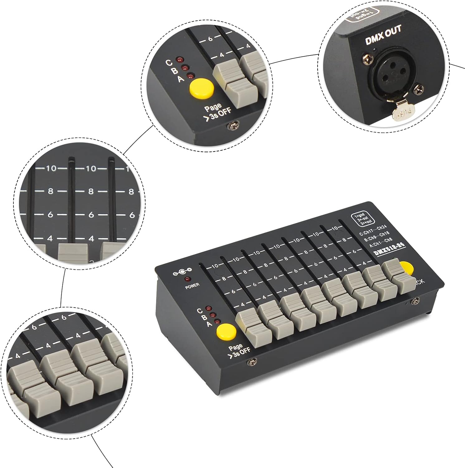 MOKA SFX DMX Controller for Dj Lights DMX 512 Console Stage Light DMX Light Controller for Light Shows, Party Disco Pub KTV Bars and Stage Lights