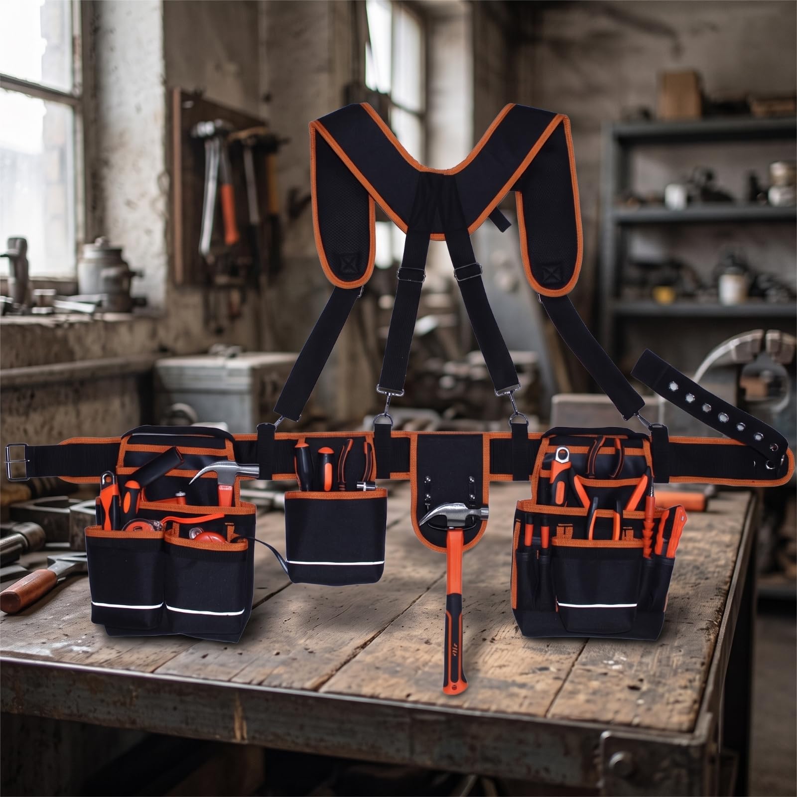 B Baosity Ceinture à Poches | Tissu Oxford Résistant, Ceinture à Brelles, Multifonctionnel, Équip, pr Chantier, Charpentiers