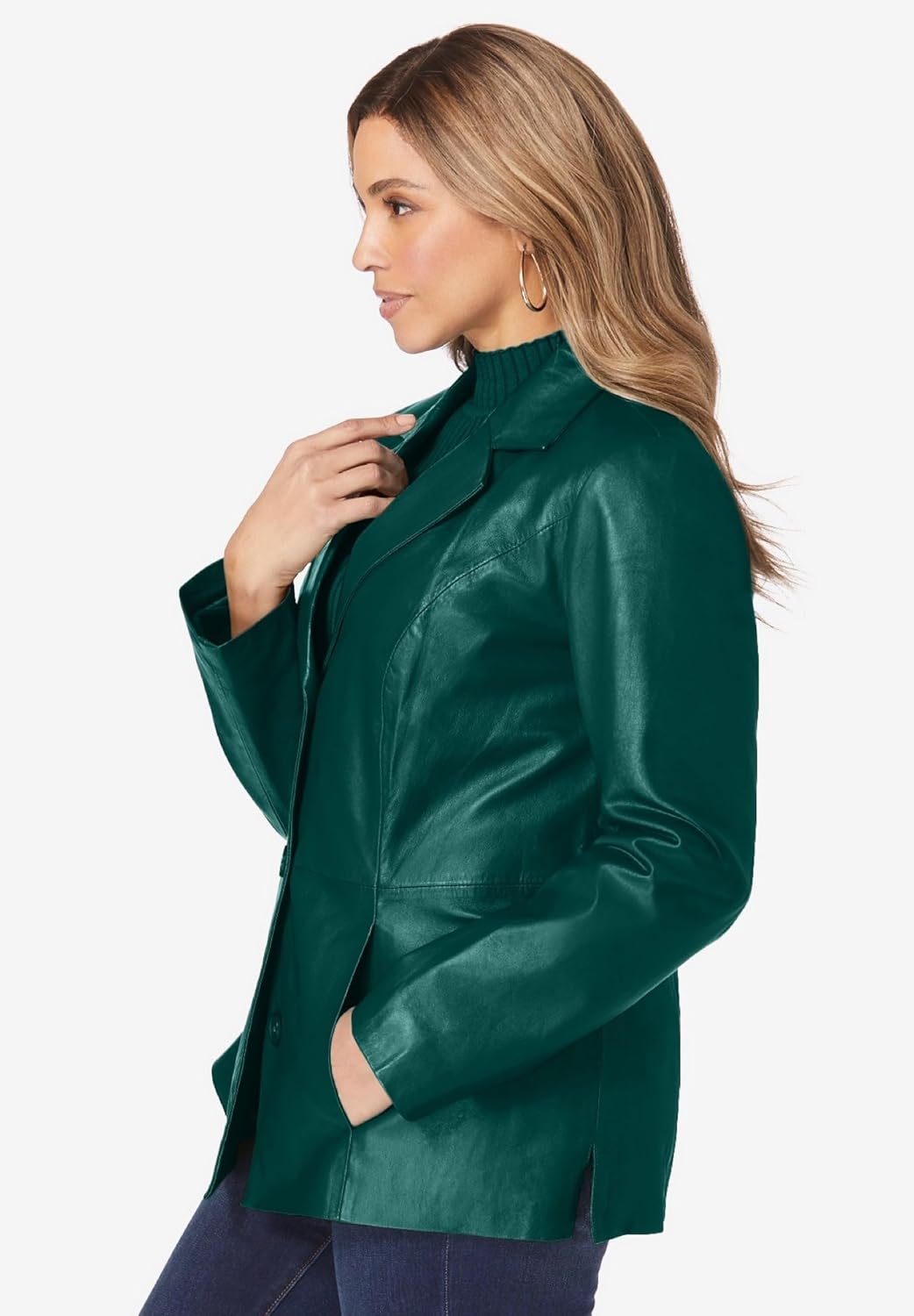 Jessica London Women's Plus Size Leather Blazer