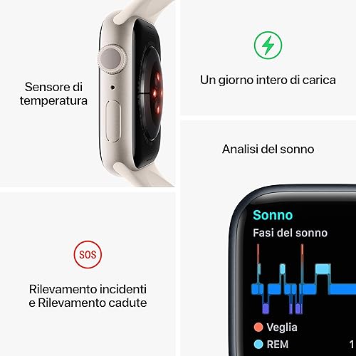 Apple Watch Series 8 (GPS, 41MM) Boîtier en Aluminium lumière stellaire avec Bracelet Sport lumière stellaire, Regular(Reconditionné) - 5