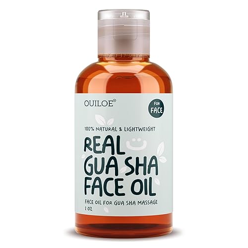 Ouiloe Aceite facial Gua Sha  Aceite facial 100% natural para masaje de Gua Sha, aceite ligero de Gua Sha, aceite de masaje facial hidratante para