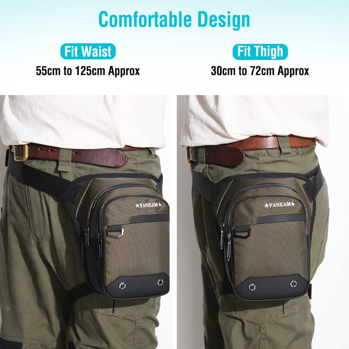 Faneam Borsa da Gamba Moto Impermeabile Marsupio Sportivo Borsa da Gamba Tattica Multifunzionale Marsupio Cosciale Uomo Donna per Ciclismo Escursionismo Campeggio Arrampicata