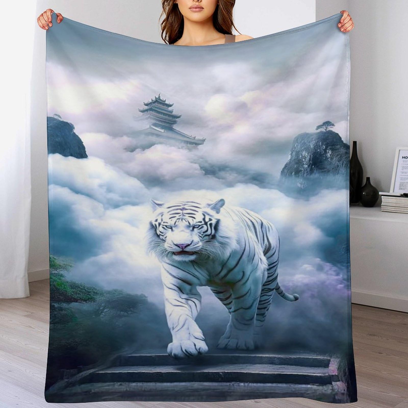 Couverture de canapé motif tigre en flannel polaire pour vos soirées séjour