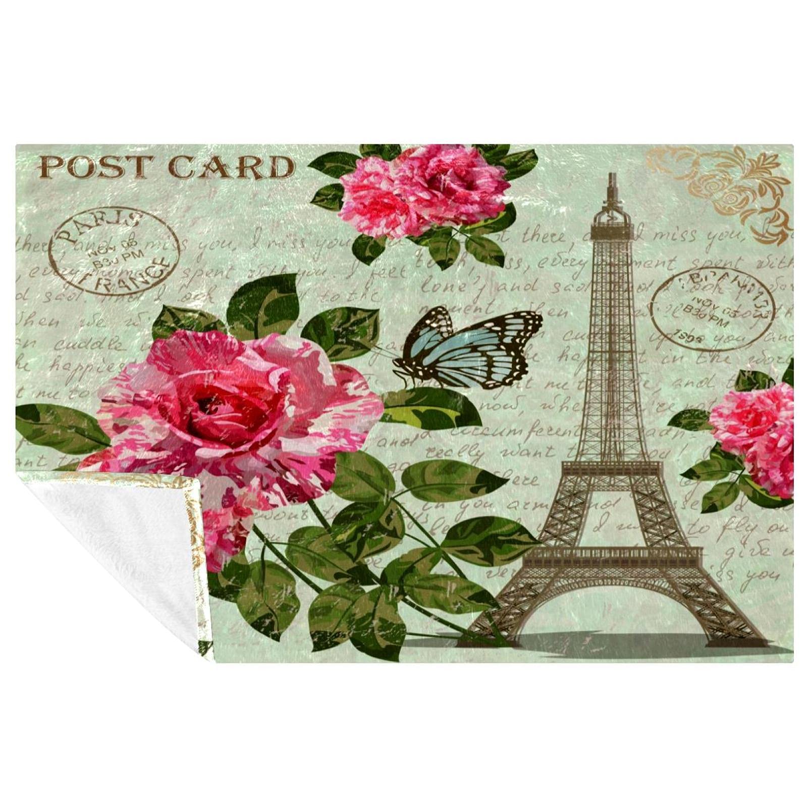 Couverture haut de gamme Paris vintage, jeté de lit doux 150x100 cm de qualité