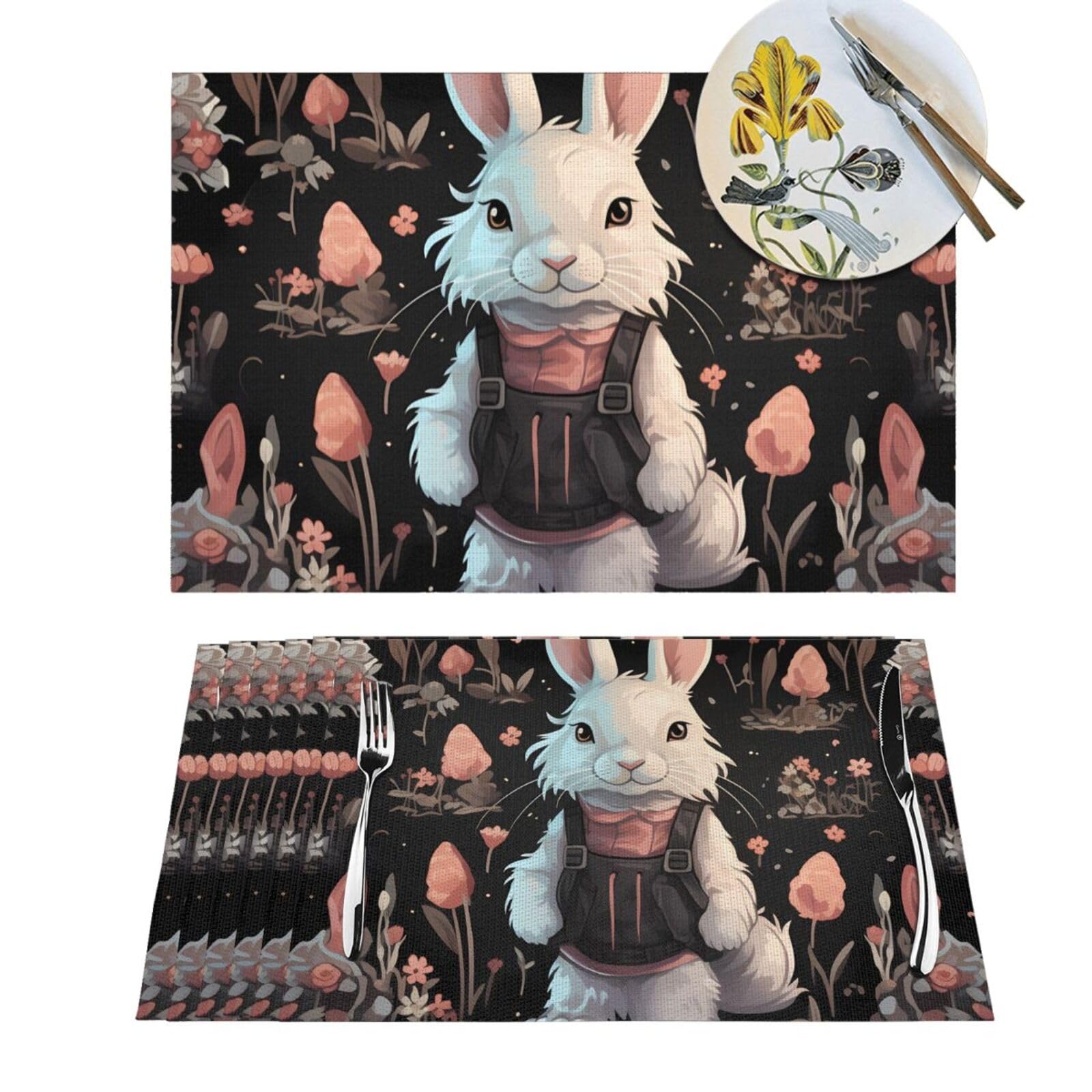 Set de table de salle à manger motif lapin pour repas de fête et cuisine