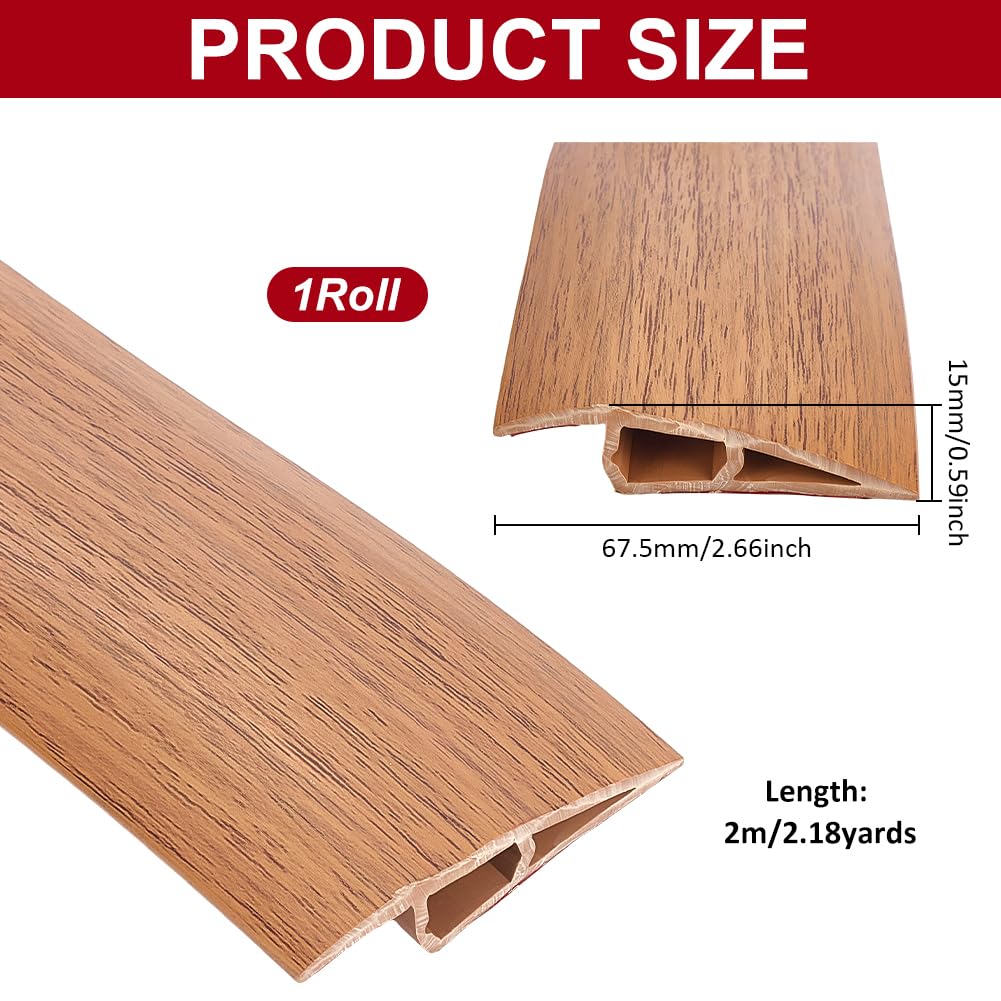 UNICRAFTALE Bande de Transition de Sol en PVC 2 m Bande de Seuil Autocollante Marron Sable Bande de Transition pour Moquette Bandes de Garniture pour Sol Stratifié Carrelage Porte Largeur 6.75cm