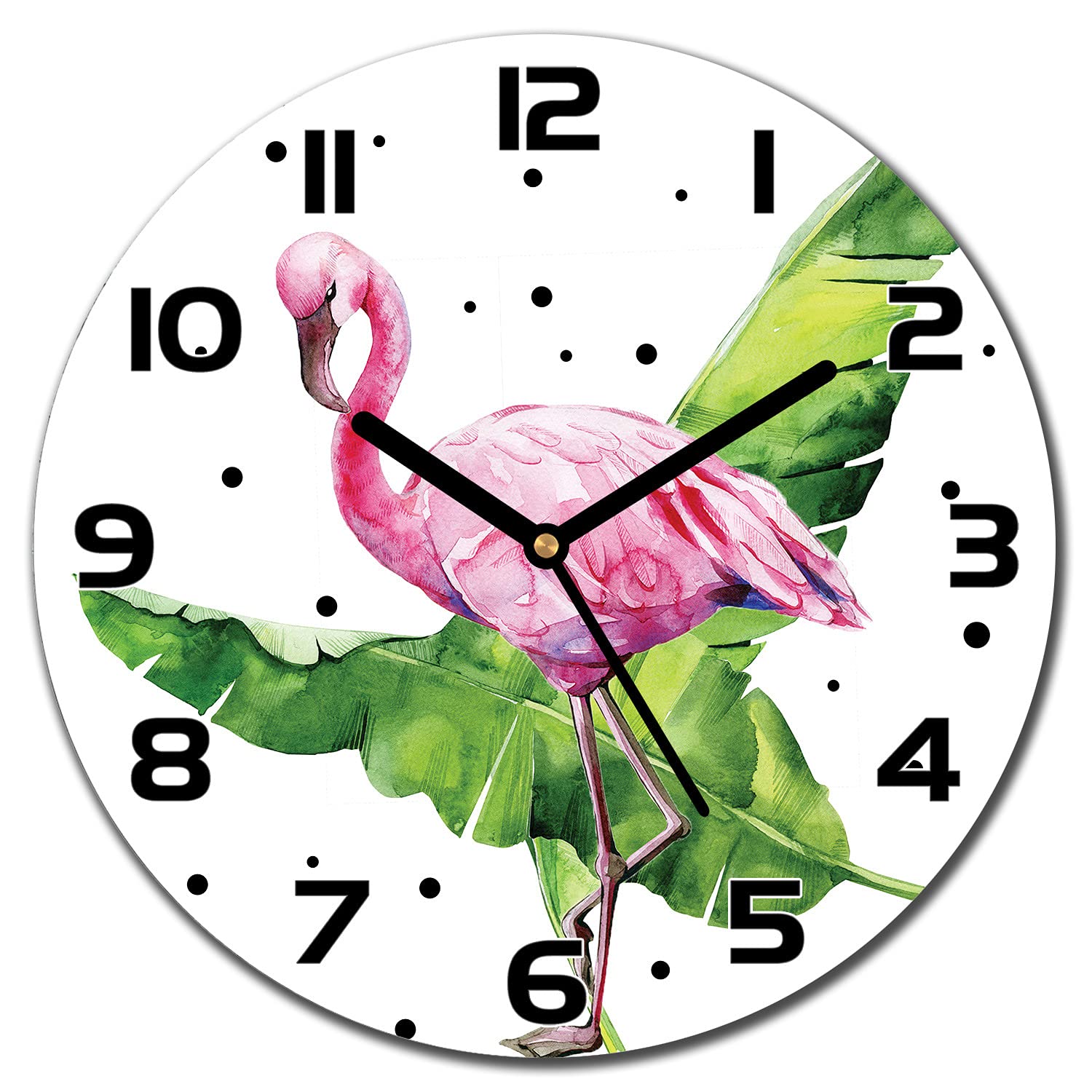 Horloge en verre cuisine et salon avec motif floral tropical Coloray