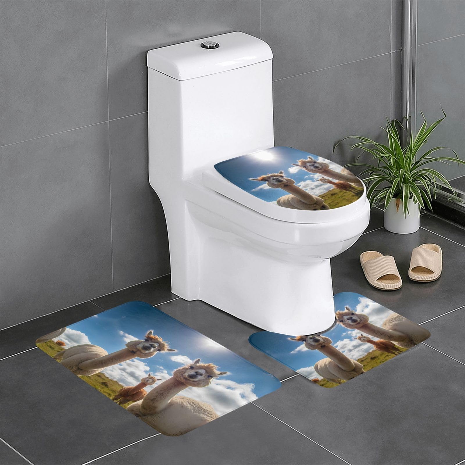 Tapis de salle de bain antidérapants lot de 3 anti-glissade pour toilette et coiffeuse