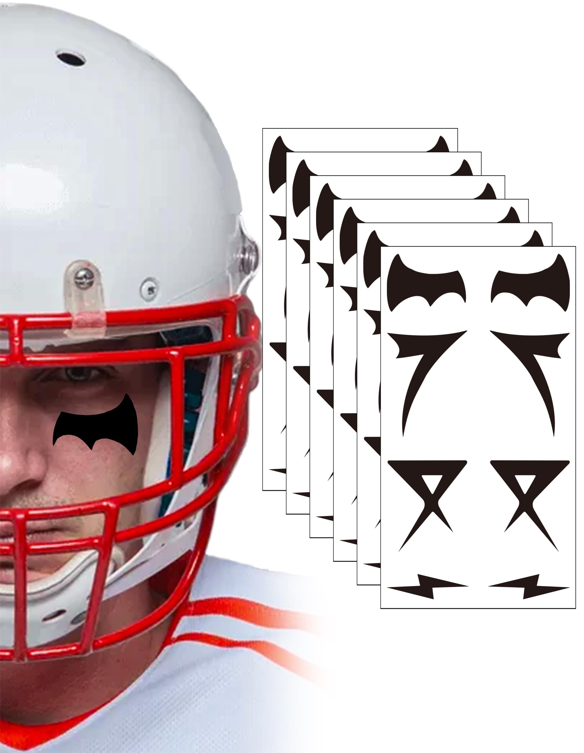 Orgcity 24 Pairs Sports Temporary Tattoo Eye Black Stickers for Men Women，Football Baseball Softball Lacrosse Fans Breathable Eye Strips for Party Game Sport Supplies (Mixed#2 24)